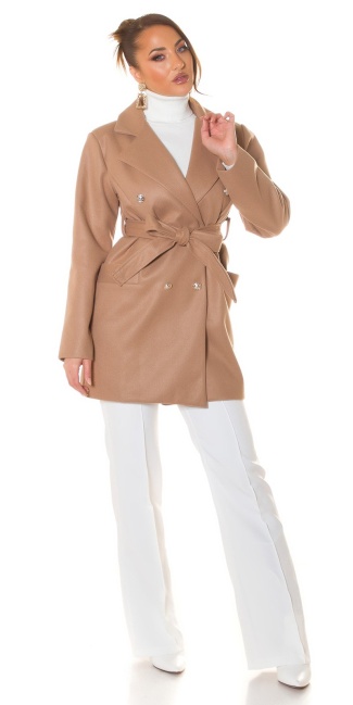 Trendy coat with belt Brown